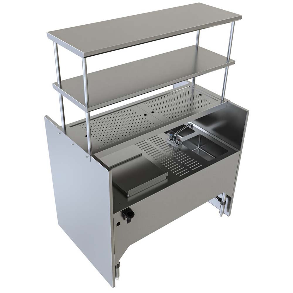 BK Resources CKTST-3554OS 54" Pass-Thru Cocktail Station with Overshelves