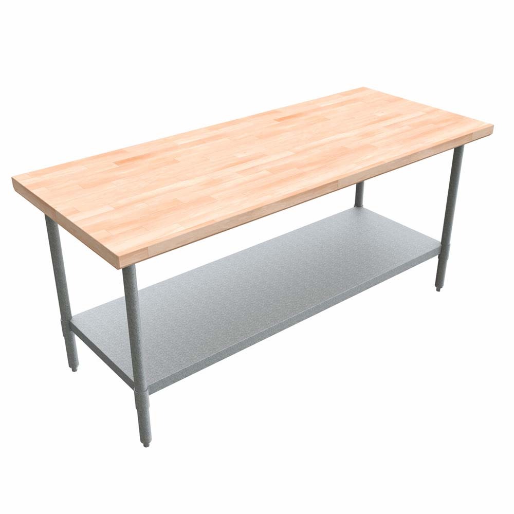 BK Resources MFTG-7236 36"D x 72"L Hard Maple Flat Top Table with (Undershelf)