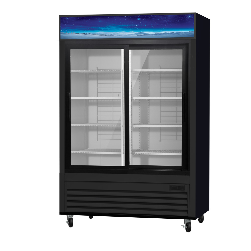 Blue Air BGM47SLB-HC 54" 2 Sections Glass Door Merchandiser Refrigerator, Black