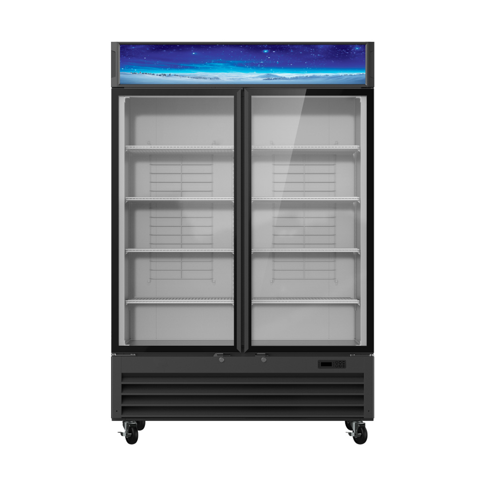 Blue Air BGM49B-HC 54" Two Glass Door Merchandiser Refrigerator, Black