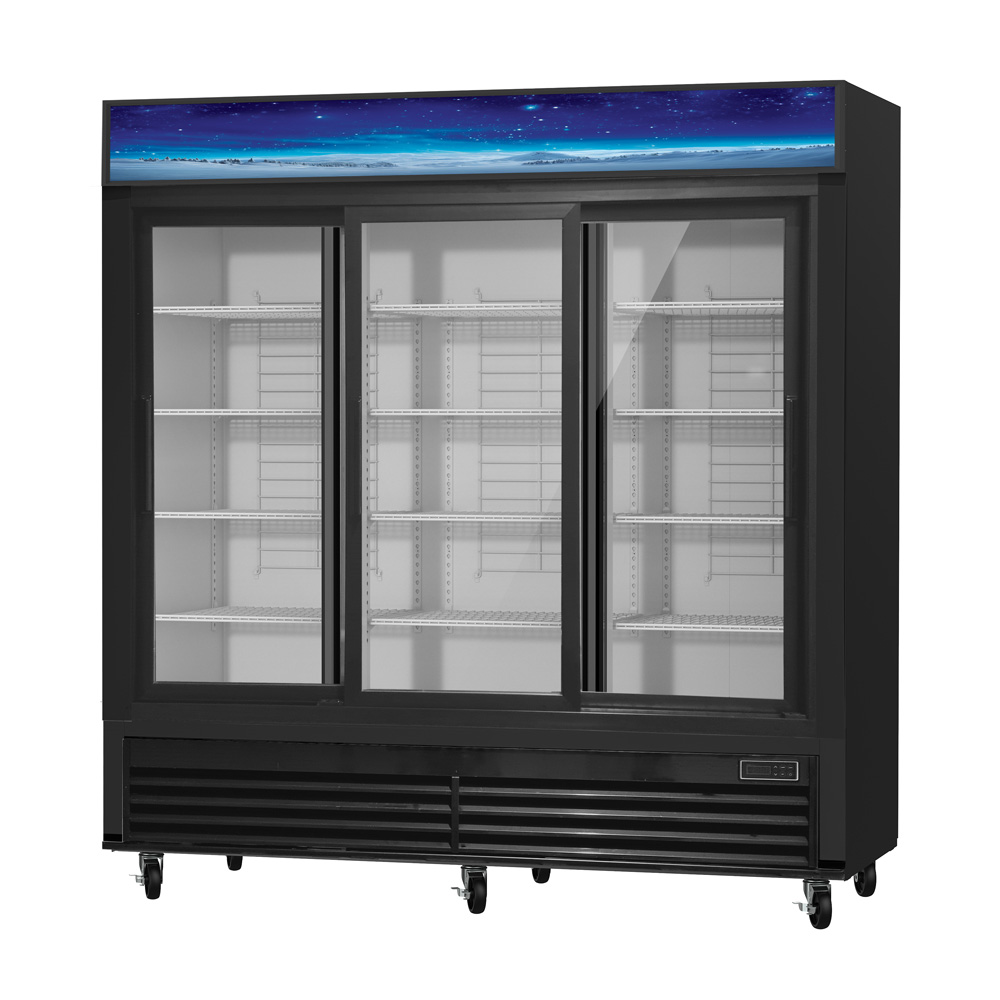 Blue Air BGM69SLB-HC 78" 2 Sections Glass Door Merchandiser Refrigerator, Black