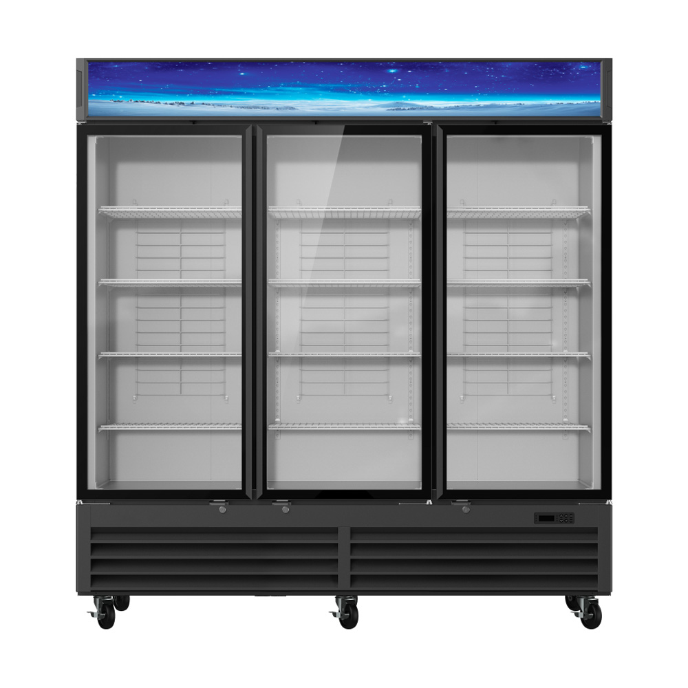 Blue Air BGM72B-HC 78" 3 Sections Glass Door Merchandiser Refrigerator, Black