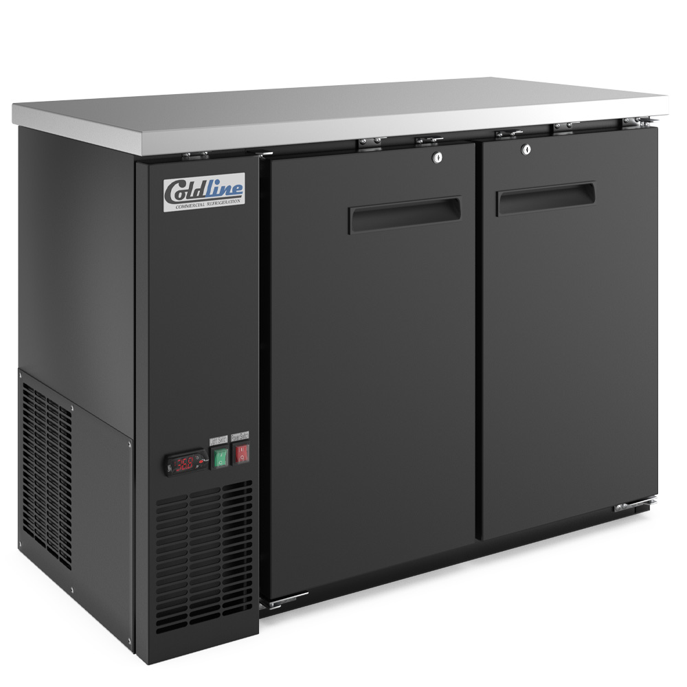 Coldline CBB-48 48" Swing Solid Door Back Bar Cooler, Black