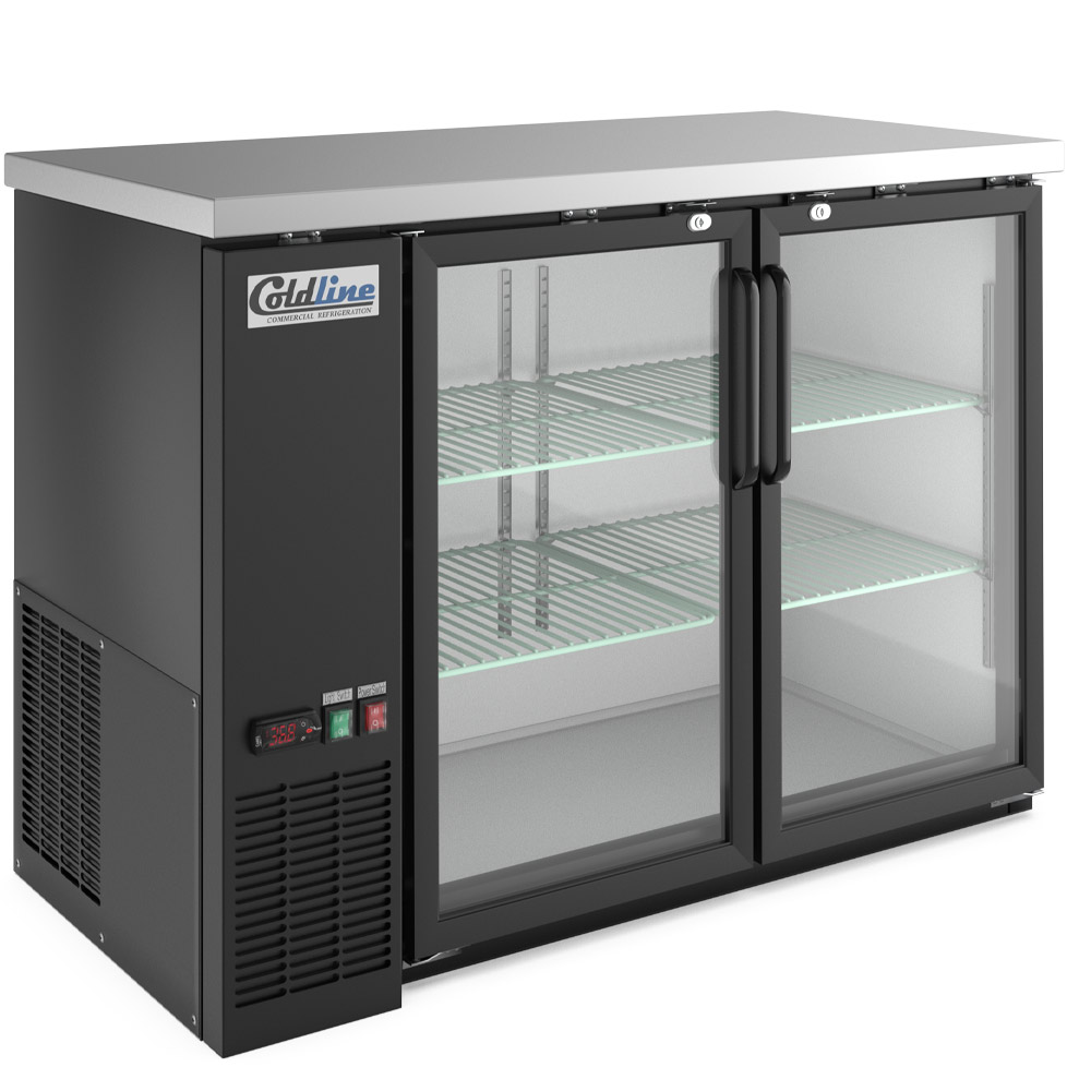 Coldline CBB-48G 48" Swing Glass Door Back Bar Cooler, Black