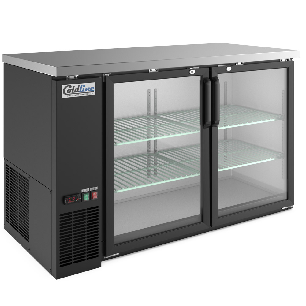 Coldline CBB-60G 60" Swing Glass Door Back Bar Cooler, Black