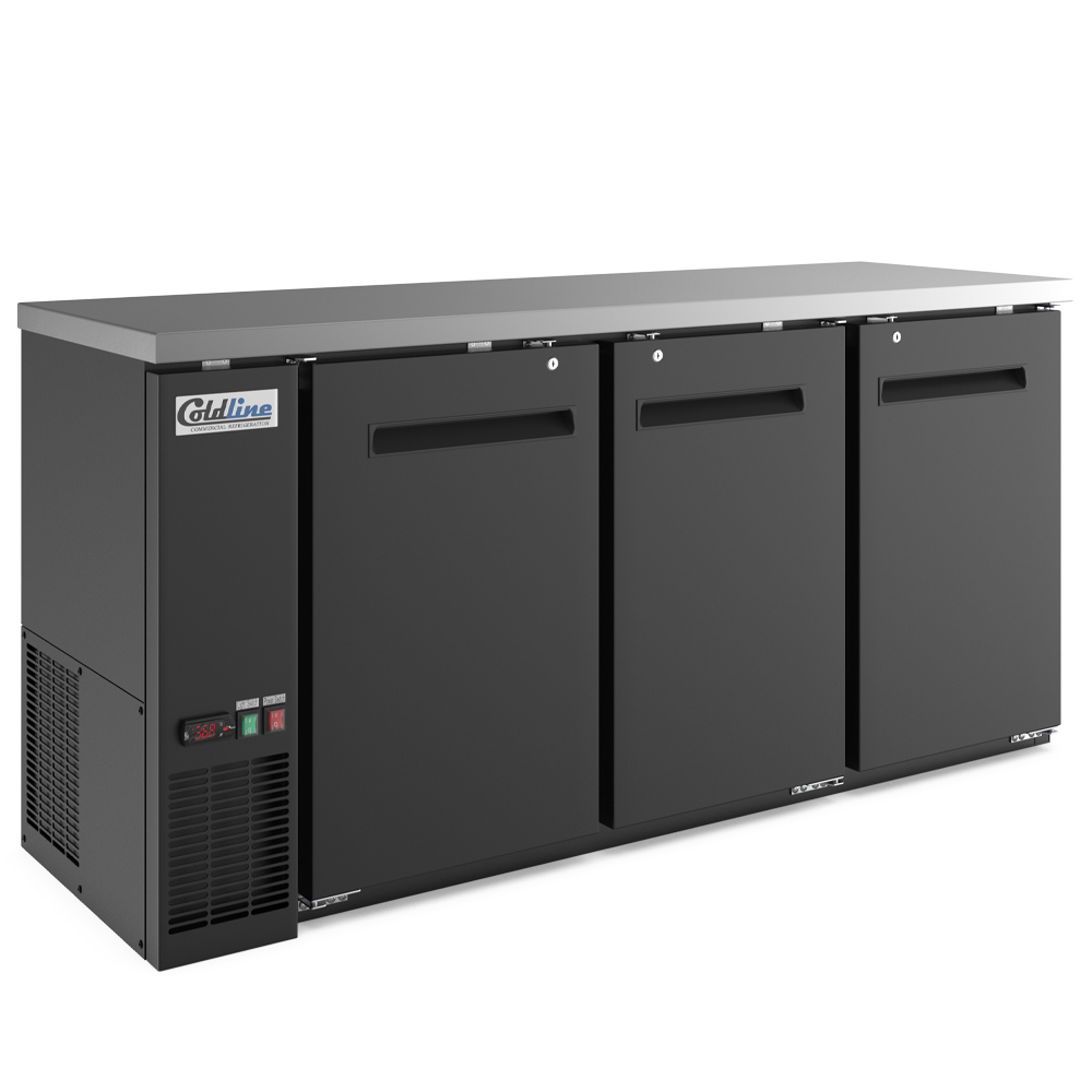 Coldline CBB-72 72" Swing Solid Door Back Bar Cooler, Black