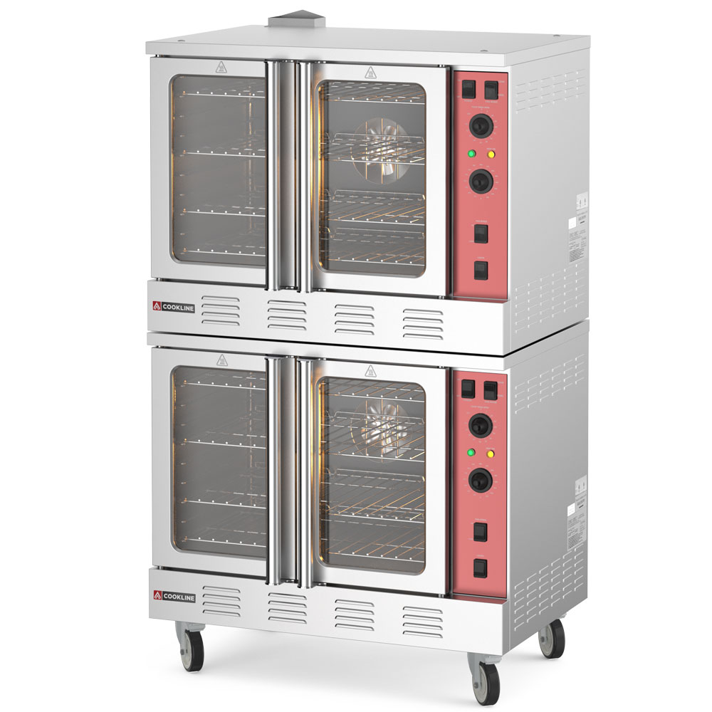 Cookline CC100-DBL Double Deck Full Size Gas Convection Oven with 4" Taller Interior - 108,000 BTU