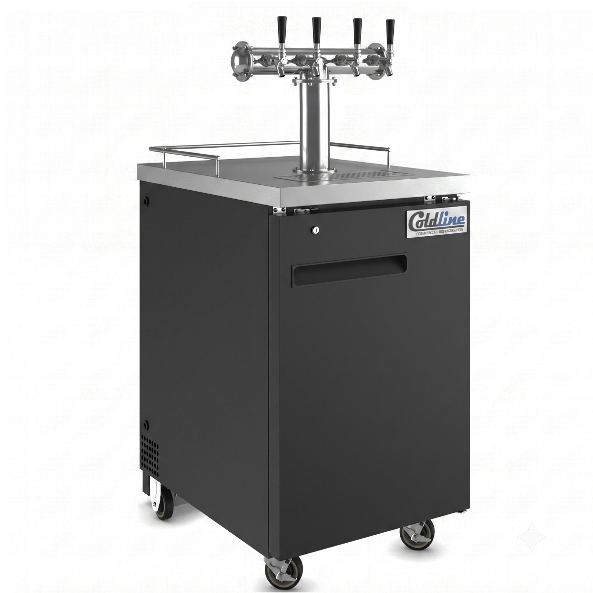 Coldline CDD-1-4T 24" Black 4 Tap Refrigerated Direct Draw Beer Dispenser