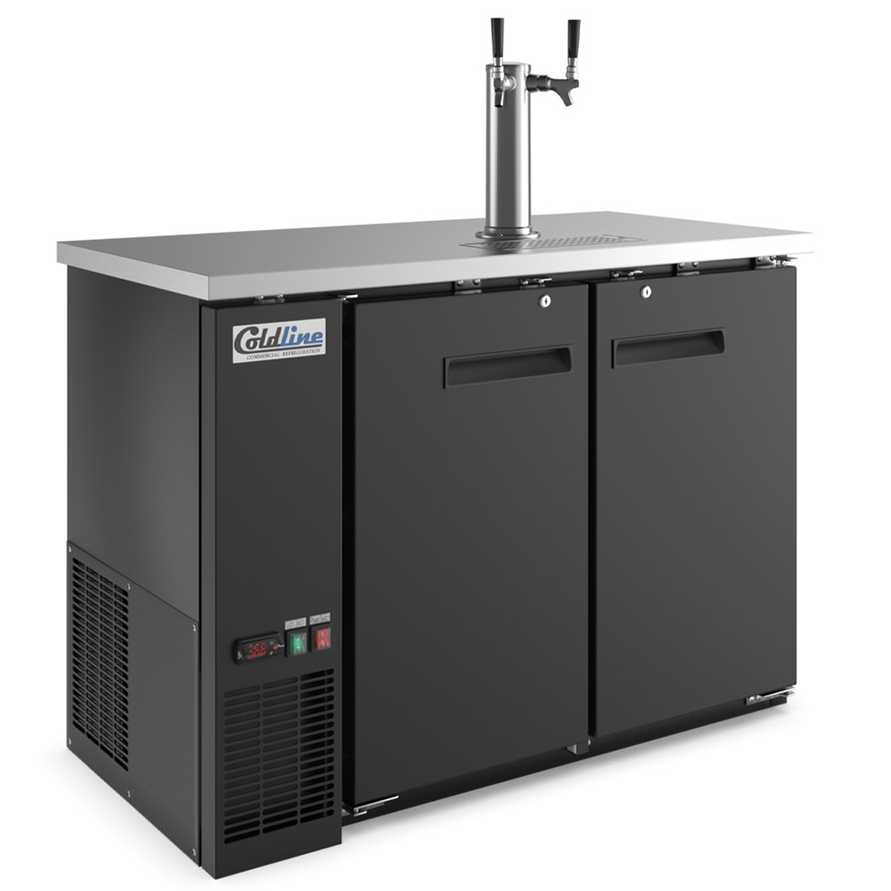 Coldline CDD-48 48" Black 2 Tap Refrigerated Direct Draw Beer Dispenser