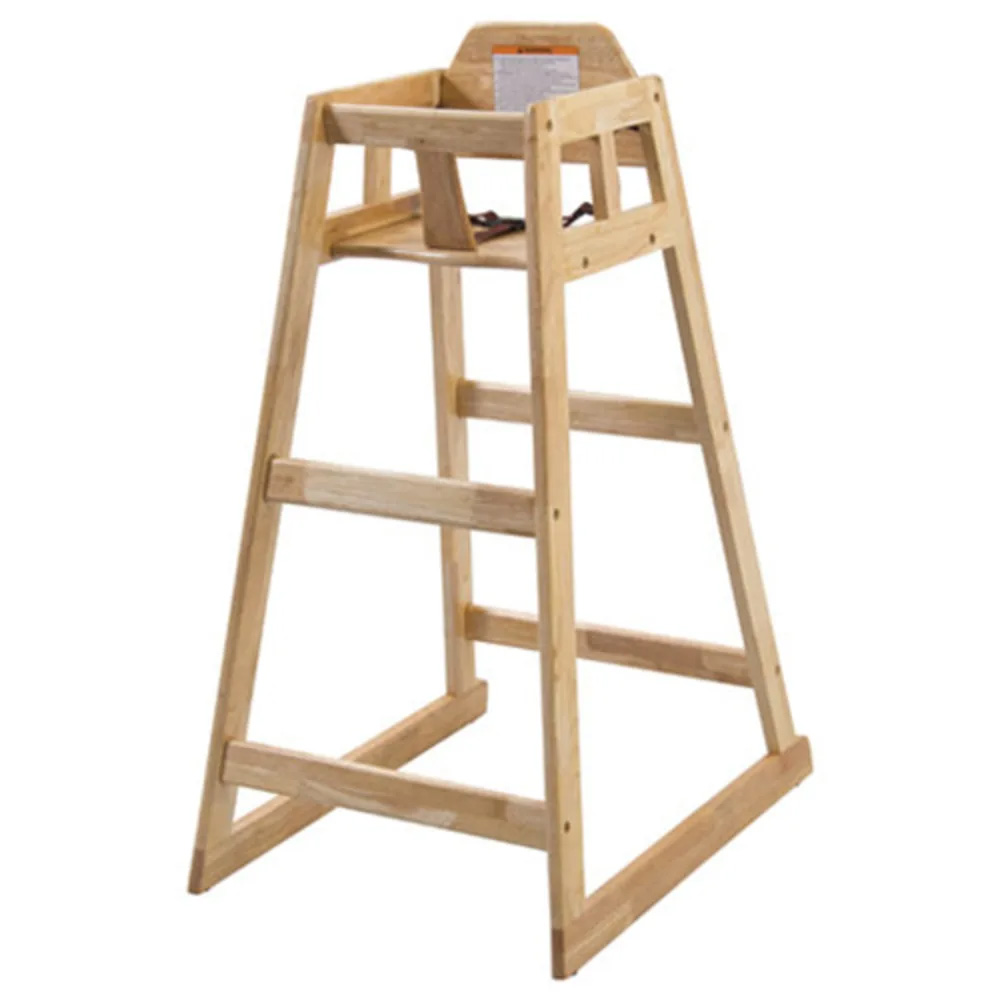 Winco CHH-601 Stacking Restaurant Wooden Pub Height High Chair with Waist Strap