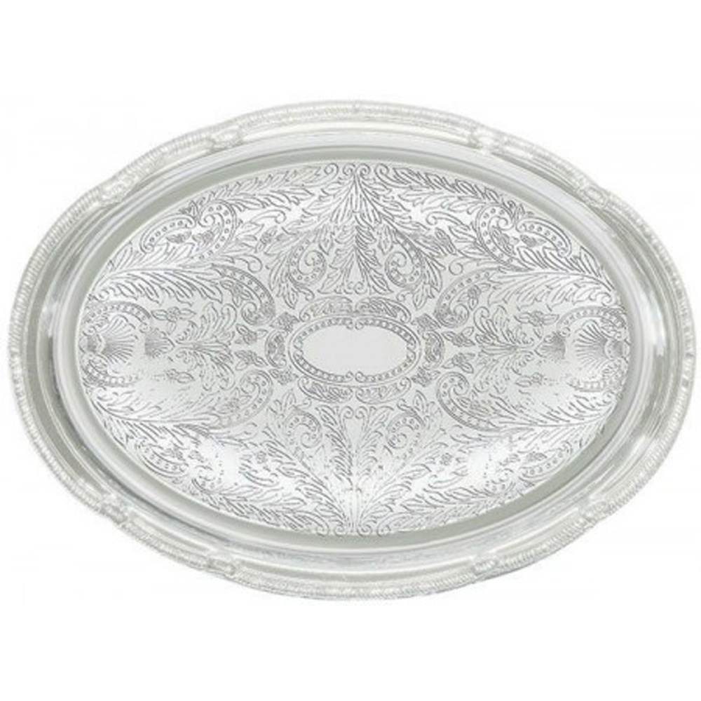 Winco CMT-1014 Oval Chrome-Plated Serving Tray, 14-3/4" x 10-1/2"