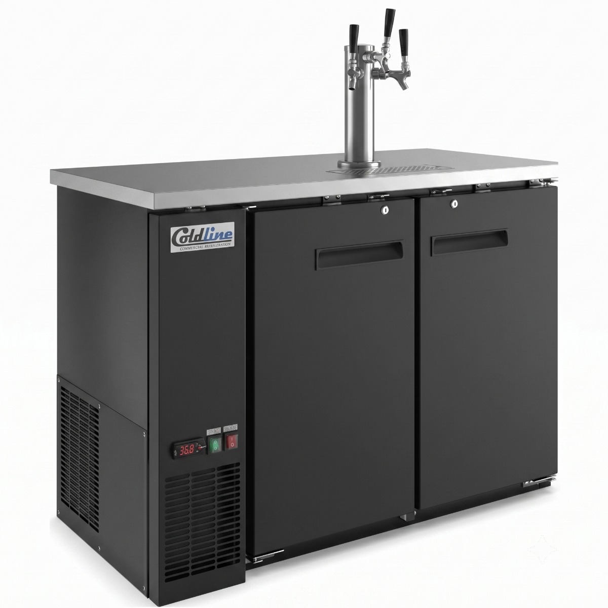 Coldline CDD-48-3T 48" Black 3 Tap Refrigerated Direct Draw Beer Dispenser