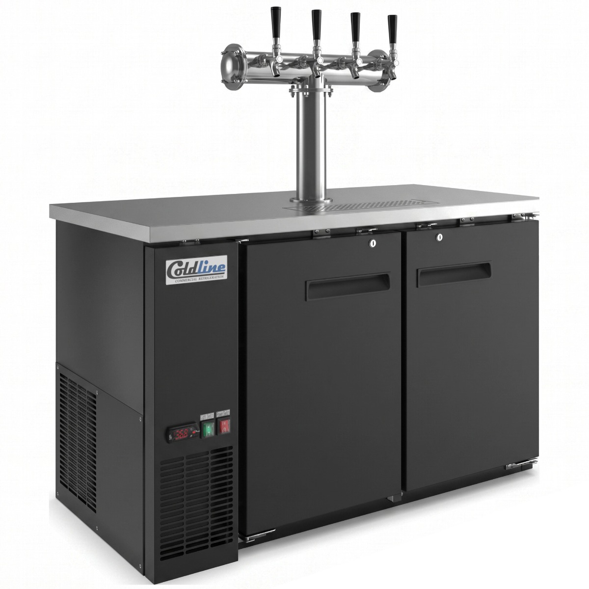 Coldline CDD-48-4T 48" Black 4 Tap Refrigerated Direct Draw Beer Dispenser