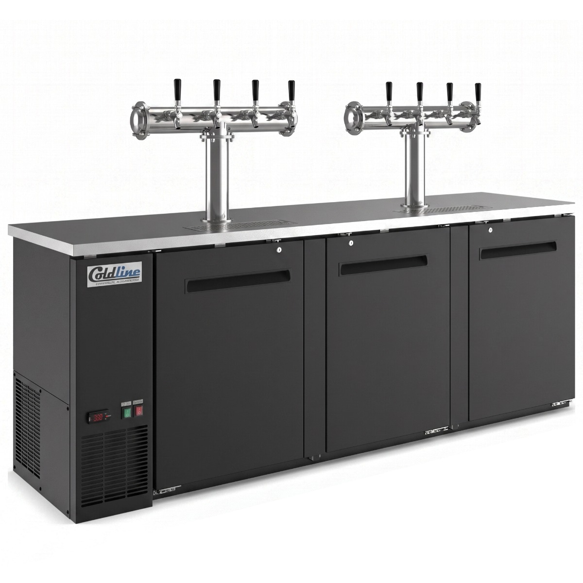 Coldline CDD-4-8T 90" Black 8 Tap Refrigerated Direct Draw Beer Dispenser