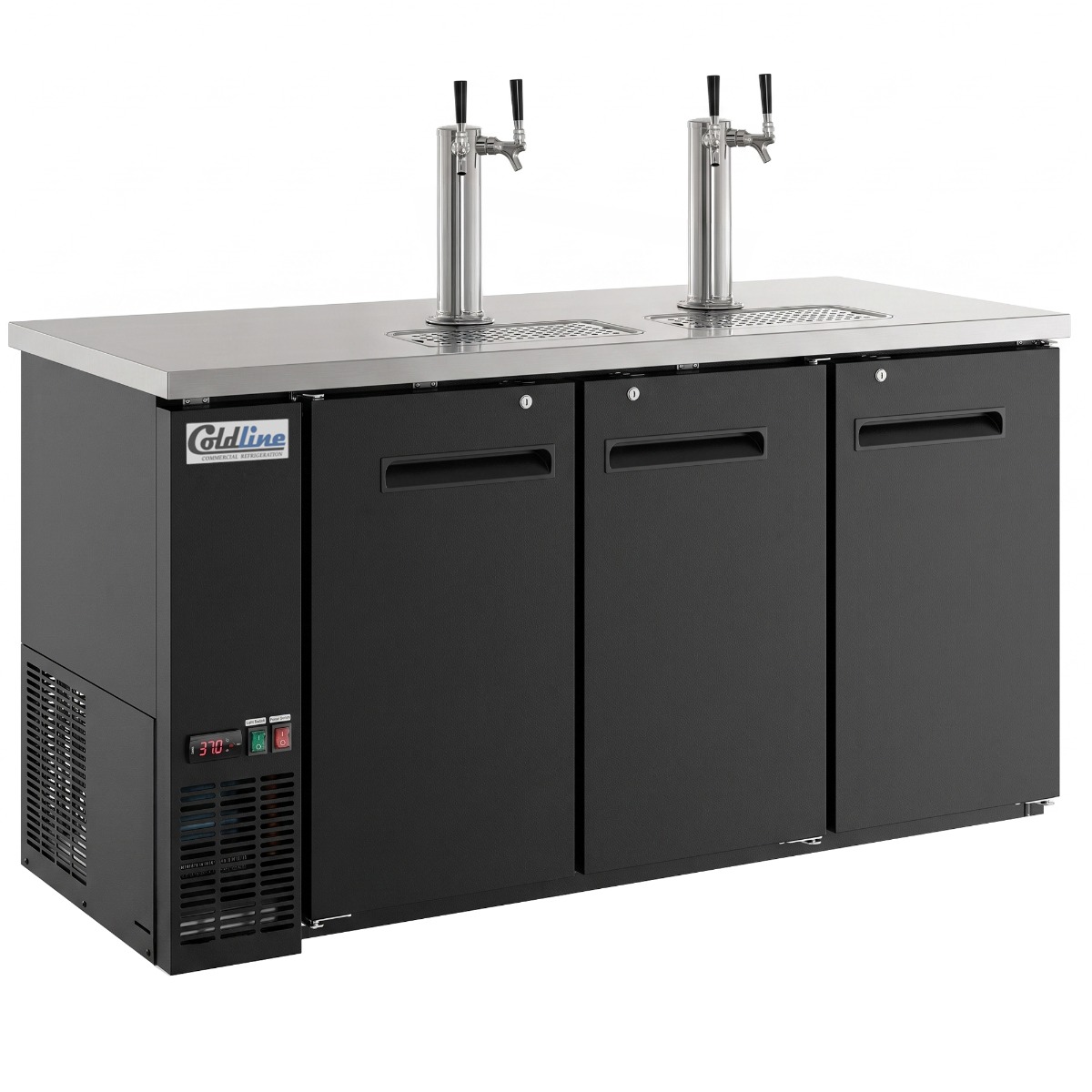 Coldline CDD-72 72" Black 4 Tap Refrigerated Direct Draw Beer Dispenser