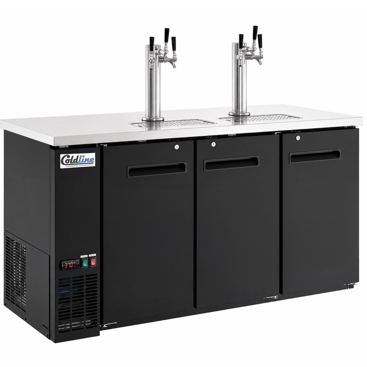 Coldline CDD-72-6T 72" Black 6 Tap Refrigerated Direct Draw Beer Dispenser