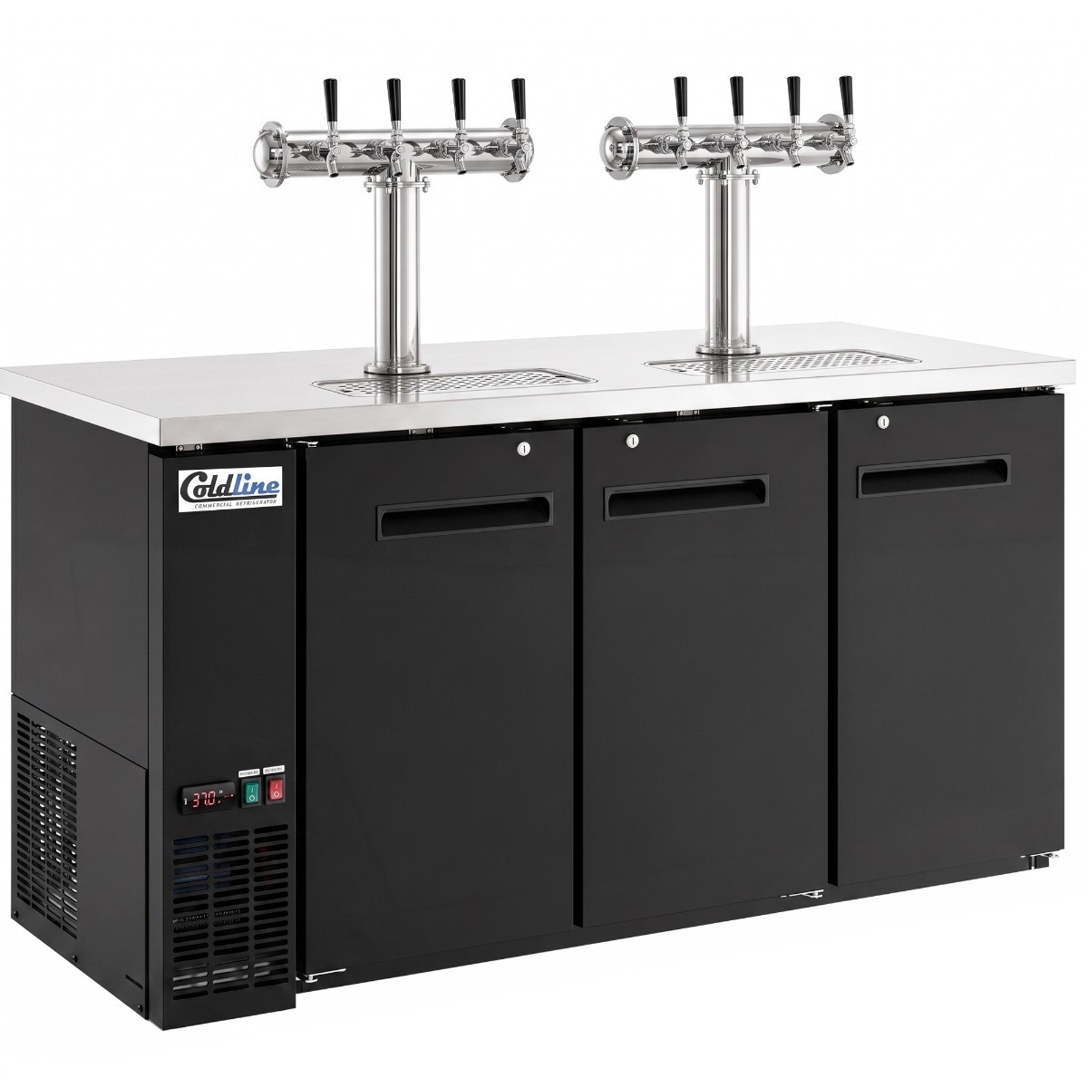 Coldline CDD-72-8T 72" Black 8 Tap Refrigerated Direct Draw Beer Dispenser