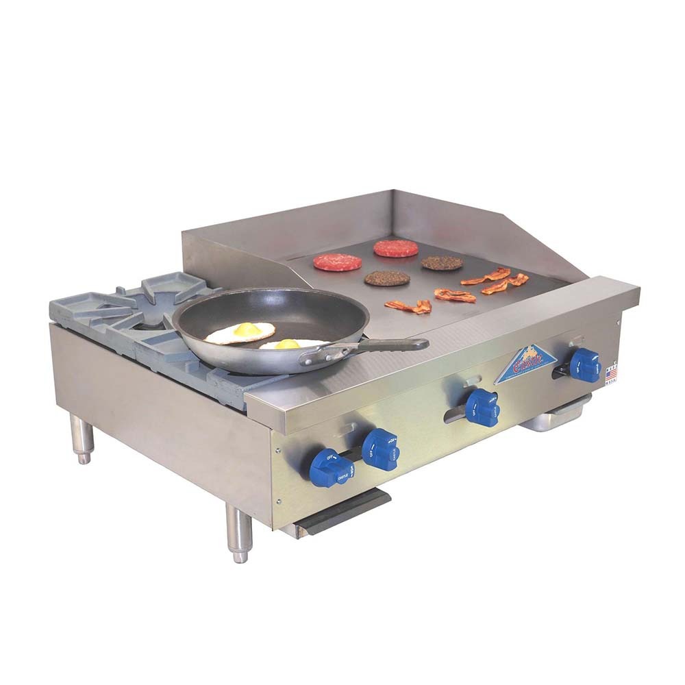 Comstock Castle FHP36-24-NG 36" Natural Gas Countertop Griddle/Hotplate Combo, Manual Control - 104,000 BTU