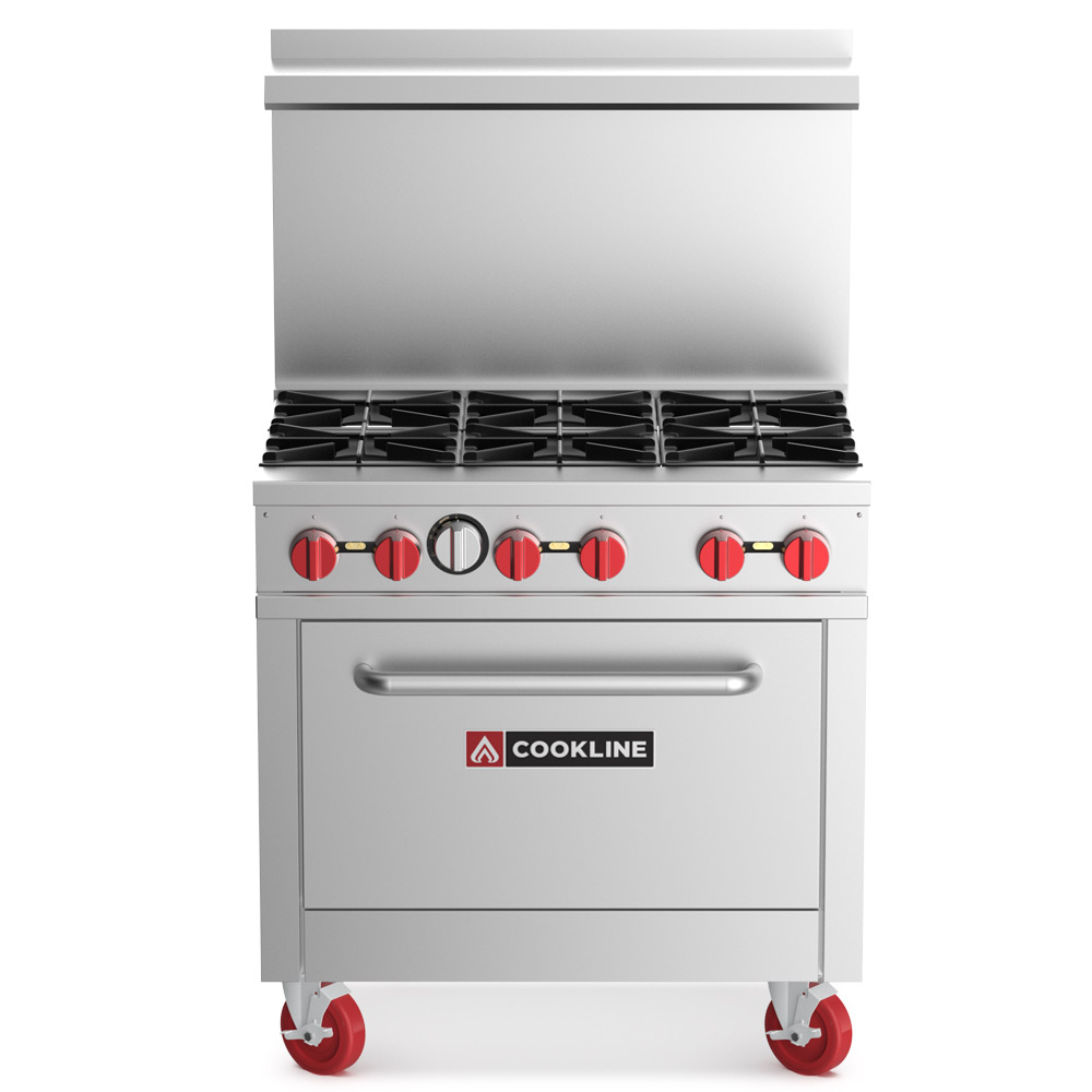 Cookline CR36-6-NG 36" 6 Burner Commercial Gas Range with Oven - Natural Gas