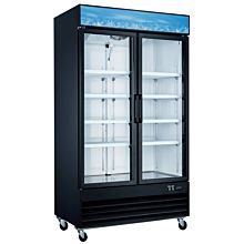48″ Double Glass Swing Door Merchandiser Freezer - Black