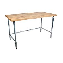 BK Resources MFTGOB-7230 30"D x 72"L Hard Maple Flat Top Table with (Open Base)