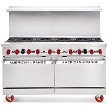 American Range ARGF-10, 60" Commercial Gas Range 10 Burners with Green Flame Pilotless Ignition - New Style