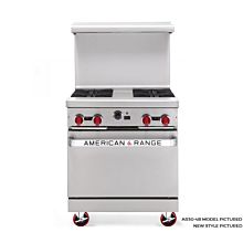 American Range ARGF30-4B, 30 inch Commercial Range with Green Flame Pilotless Ignition, 4 Burner, Spreader