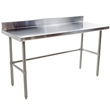 B5SG3060-RCB - 30"D x 60"L Stainless Steel Work Table W/ Back Splash and Cross Bar