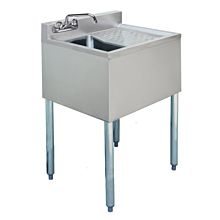 Prepline Stainless Steel 1 Bowl Underbar Hand Sink with Right Drainboard- 14" x 18"