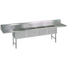 BK Resources BKS-4-1620-14-18TS (4) Compartment Sink S/s Leg 18" Left & Right Drainboard