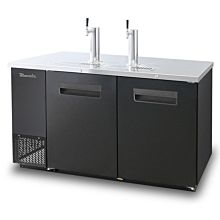 Blue Air BDD59-2B-HC 59" Black Two Solid Door Kegerator Beer Dispenser with Tower and Tap - 19.4 Cu. Ft.