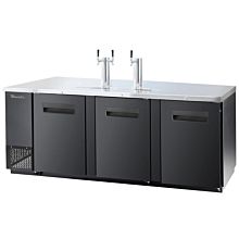 Blue Air BDD90-4B-HC 90" Black Two Solid Door Kegerator Beer Dispenser with Tower and Tap - 31.6 Cu. Ft.