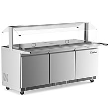 Coldline CBT-72-CSG 72" Stainless Steel Refrigerated Salad Bar, Buffet Table with Sneeze Guard, Tray Slide and Pan Cover