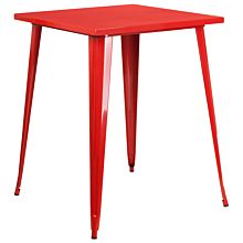 Flash Furniture CH-51040-40-RED-GG 31-1/2" Red Metal Indoor / Outdoor Square Bar Height Table