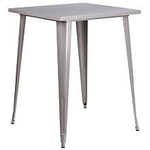 Flash Furniture CH-51040-40-SIL-GG 31-1/2" Silver Metal Indoor / Outdoor Square Bar Height Table