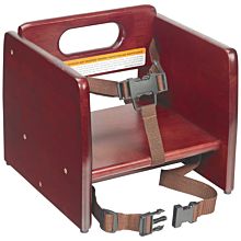 Winco CHB-703 Mahogany Wood Booster Seat with Waist and Chair Strap