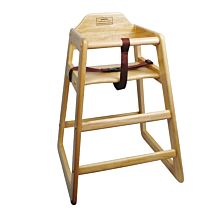 Winco CHH-101A Natural Finish Wood High Chair with Waist Strap