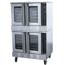 Cookline CC100-DBL 38" Gas Double Deck Full Size Commercial Convection Oven with Casters - 108,000 BTU