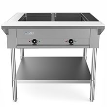 Prepline 32" Two Well Electric Hot Food Steam Table with Undershelf - 120V, 1000W