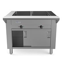 Prepline 32" Two Well Electric Hot Food Steam Table with Enclosed Base and Sliding Doors - 120V, 1000W