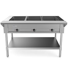 Prepline EST48-3OW 48" Three Pan Open Well Electric Hot Food Steam Table with Undershelf - 120V, 1500W