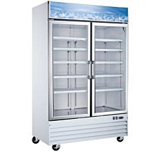 53" Double Glass Swing Door Merchandiser Refrigerator - White