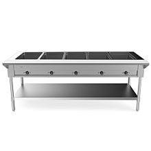 Prepline EST72-5OW Five Pan Open Well Electric Hot Food Steam Table with Undershelf - 208/240V, 3700W