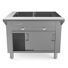 Prepline 32" Two Well Gas Hot Food Steam Table with Enclosed Base and Sliding Doors