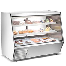 Coldline HDL72-F 72" Refrigerated Slanted Glass Seafood Case with Built-in Drain and Rear Storage