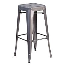 JMC Furniture Hudson Series Indoor Backless All Metal Stacking Barstool w/ Clear Coat Finish & Footrest