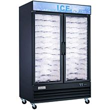 Glass door freezer ice merchandiser