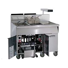 Imperial IFSCB650T 108" Natural Gas Floor Model Six Battery 50Lb. Capacity Each Fryer with Electronic Thermostat