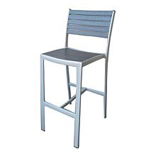 JMC Furniture Mallory Outdoor Black Synthetic Teak Seat & Back Barstool w/ Aluminum Frame