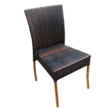 JMC Furniture Alvarado Outdoor Synthetic Espresso Weave Seat & Back Chair w/ Bamboo Finish Legs & Aluminum Frame